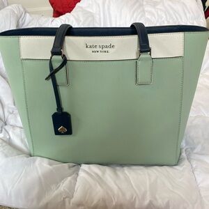 Kate Spade Cameron laptop tote - mint white navy
